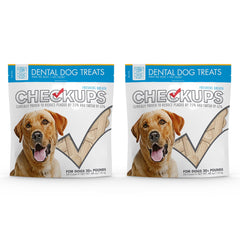 Checkups Dental Dog Treats en empaque de 24 masticables para aliento más fresco.