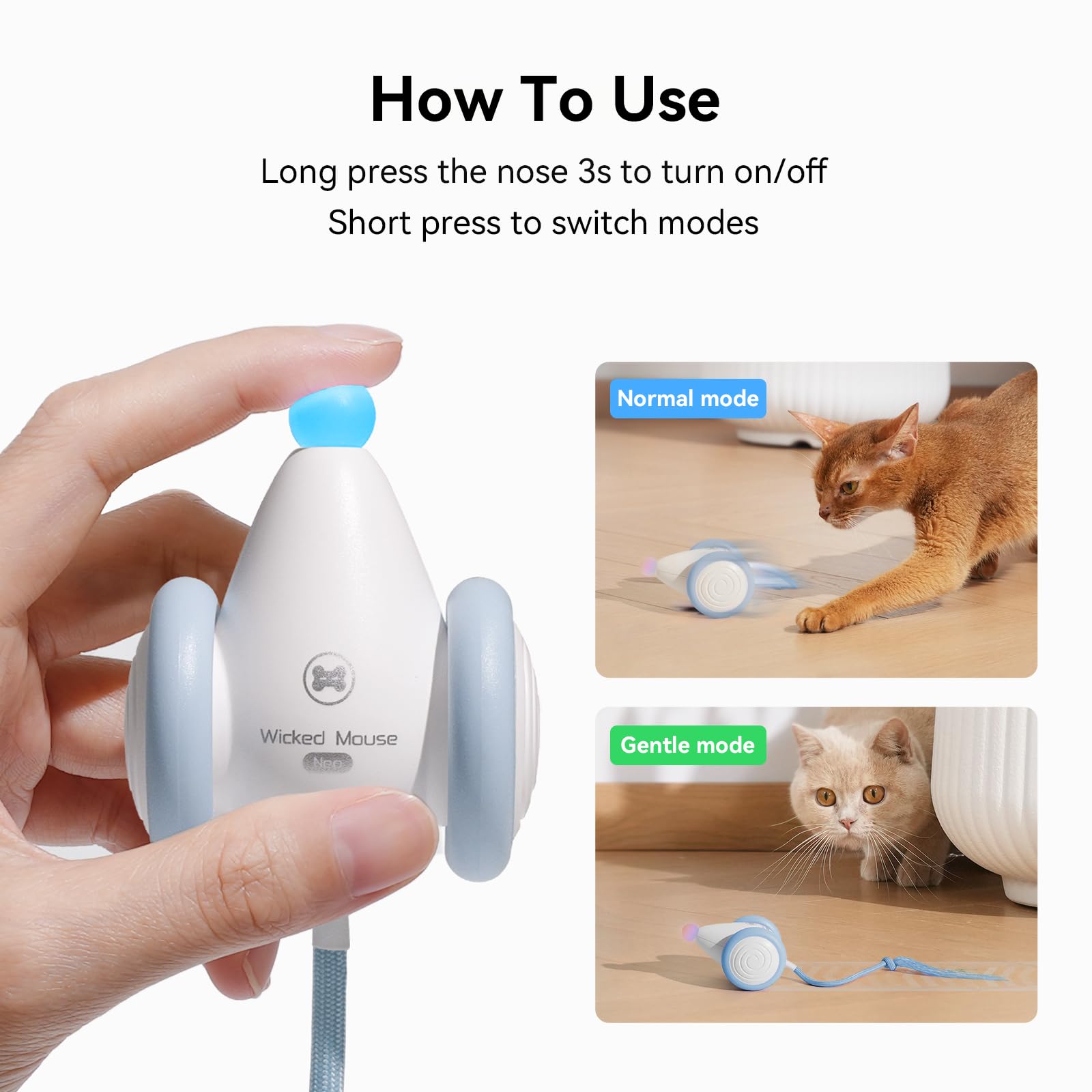 Cheerble Wicked Mouse Neo diseñado para uso en interiores y entretenimiento continuo.