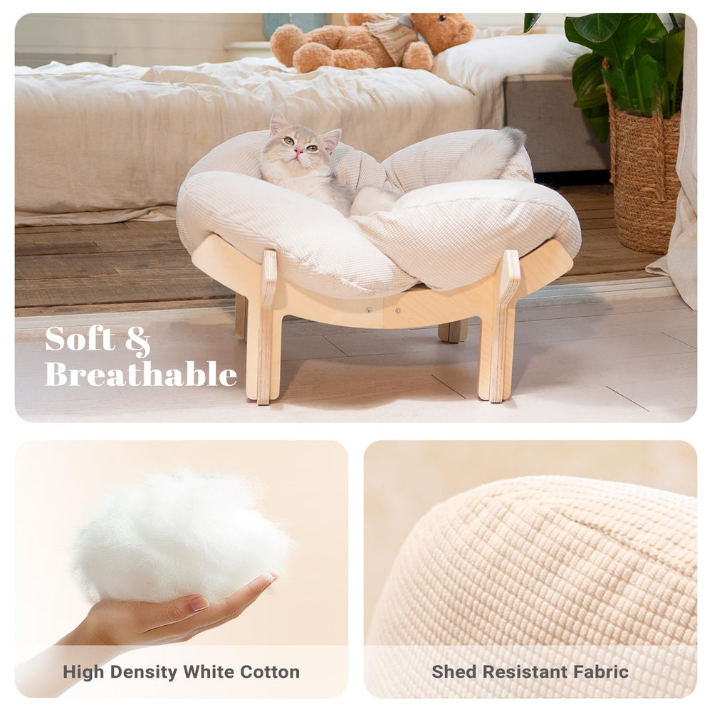 Diseño pétalos Cheerhome Pets, cama para mascotas con estilo floral y moderno.