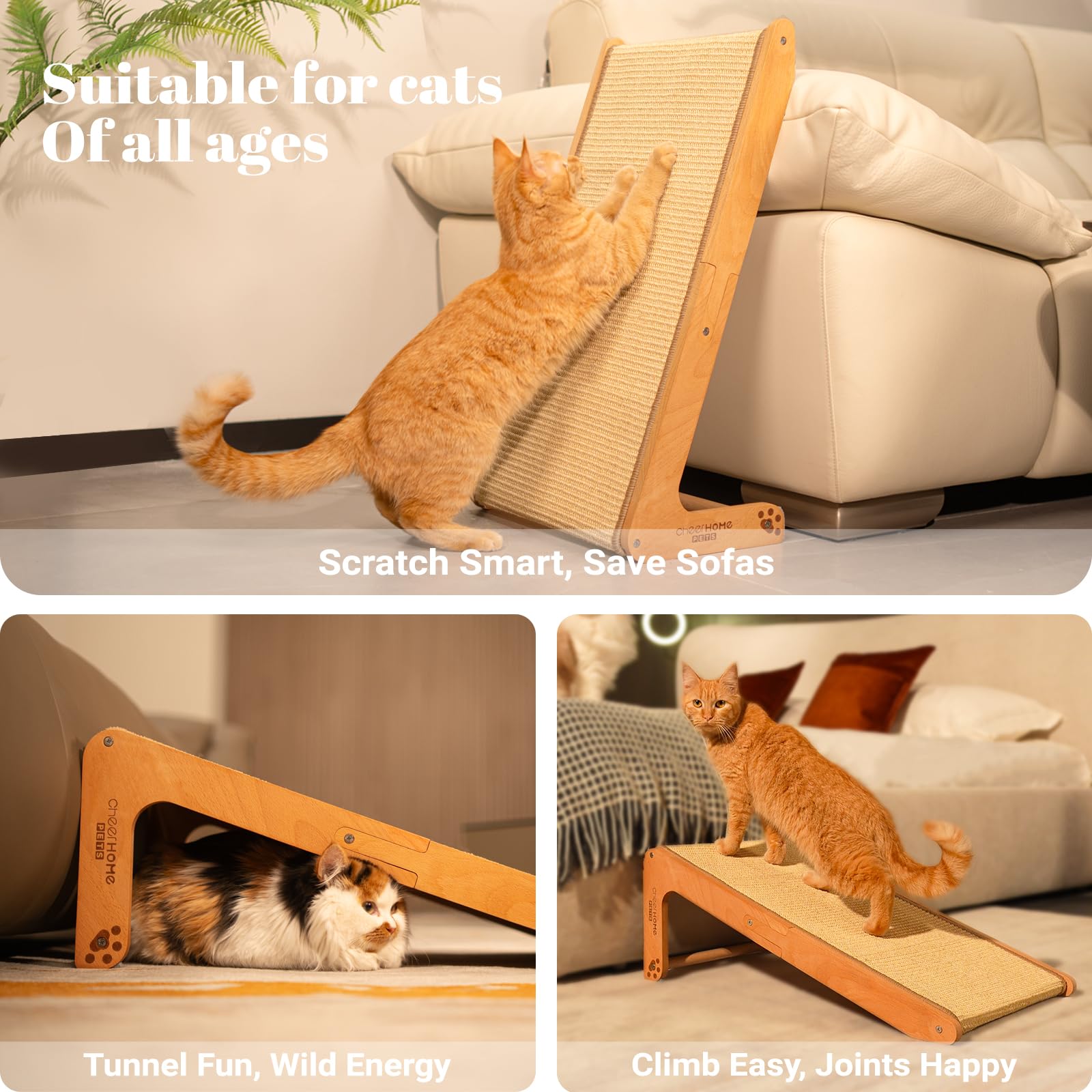 CHEERHOME PETS sisal natural 100 por ciento, opción ecológica para rascar.