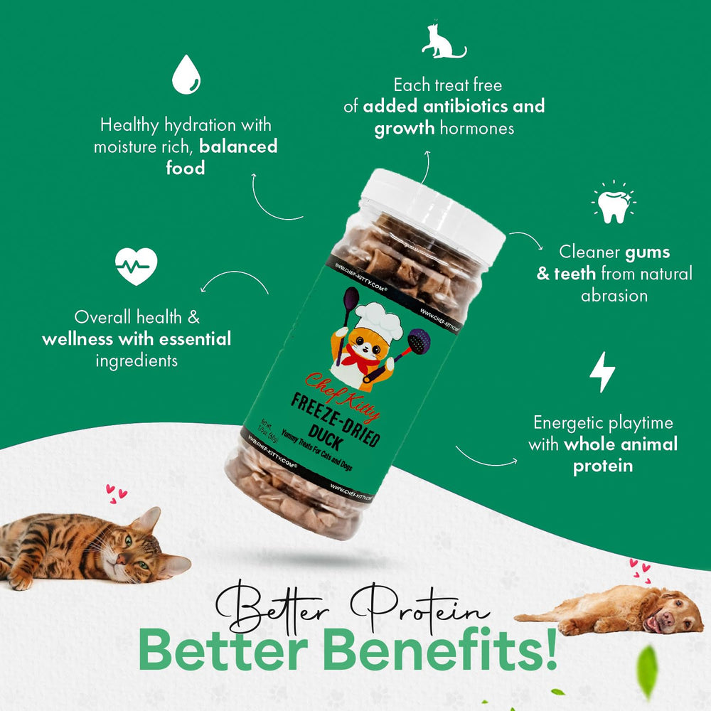 Chef Kitty pato liofilizado 1.5 oz, porción conveniente