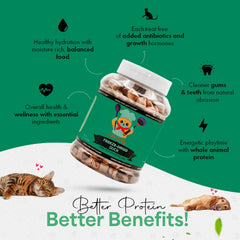Chef Kitty tiras de pato: snack proteico para perros activos.