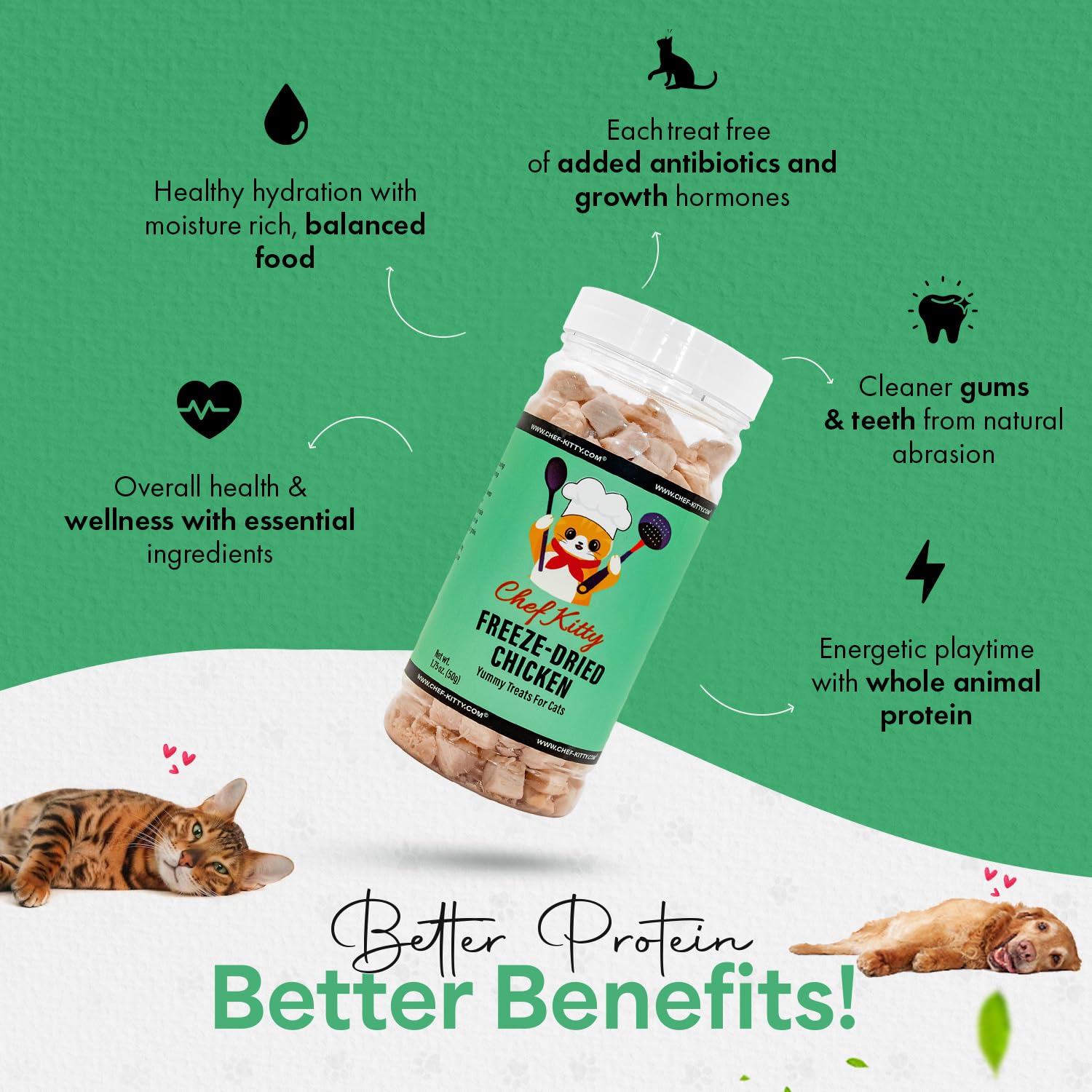 Chef Kitty textura liofilizada de pollo, sabor robusto para mascotas