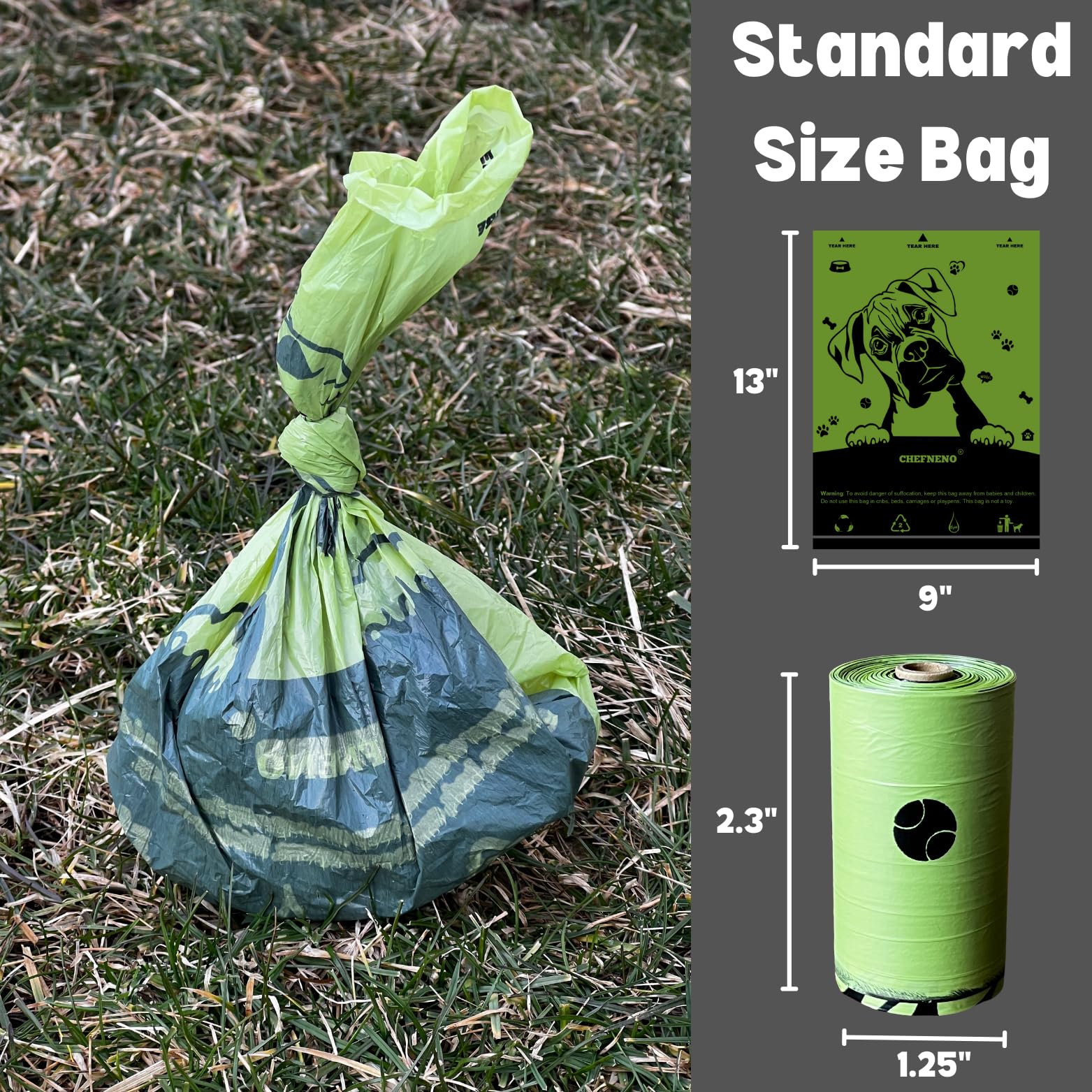 CHEFNENO bolsas biodegradables para perros, opción ecoamigable para paseos.
