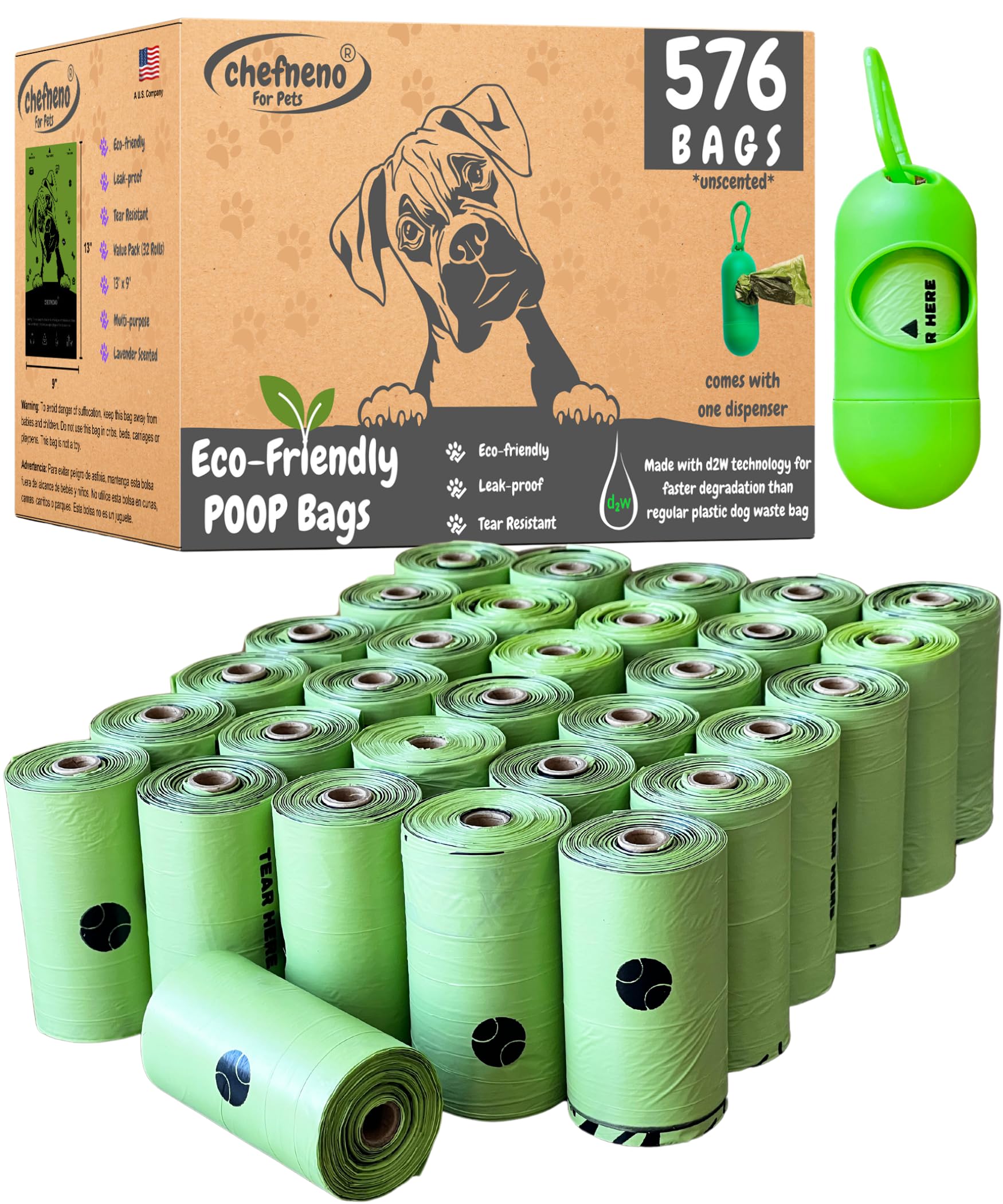 CHEFNENO dispensador de bolsas para basura de perro, práctico para paseos diarios.
