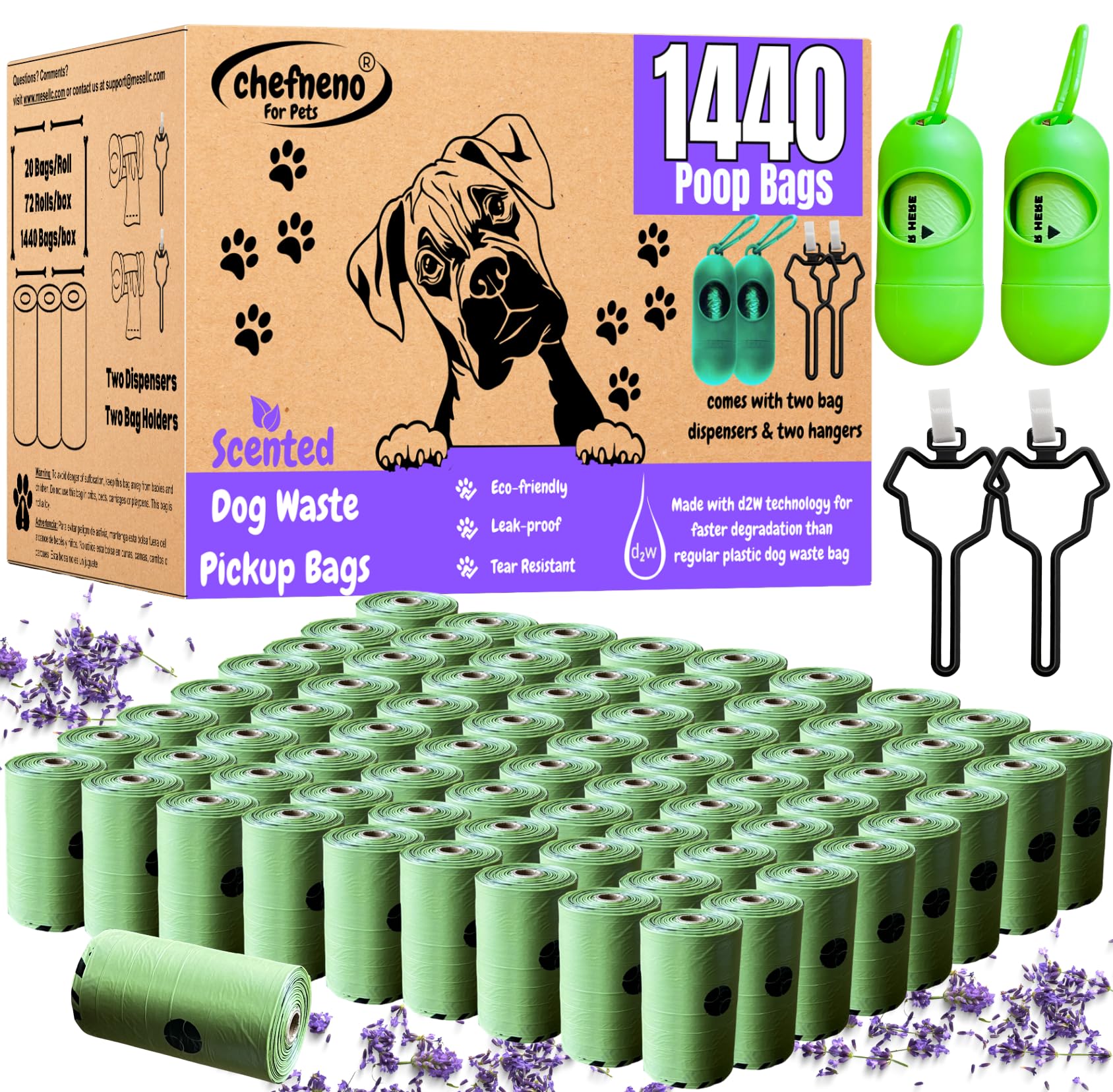 CHEFNENO dispensador con bolsas para perro, práctico para recoger heces durante paseos.
