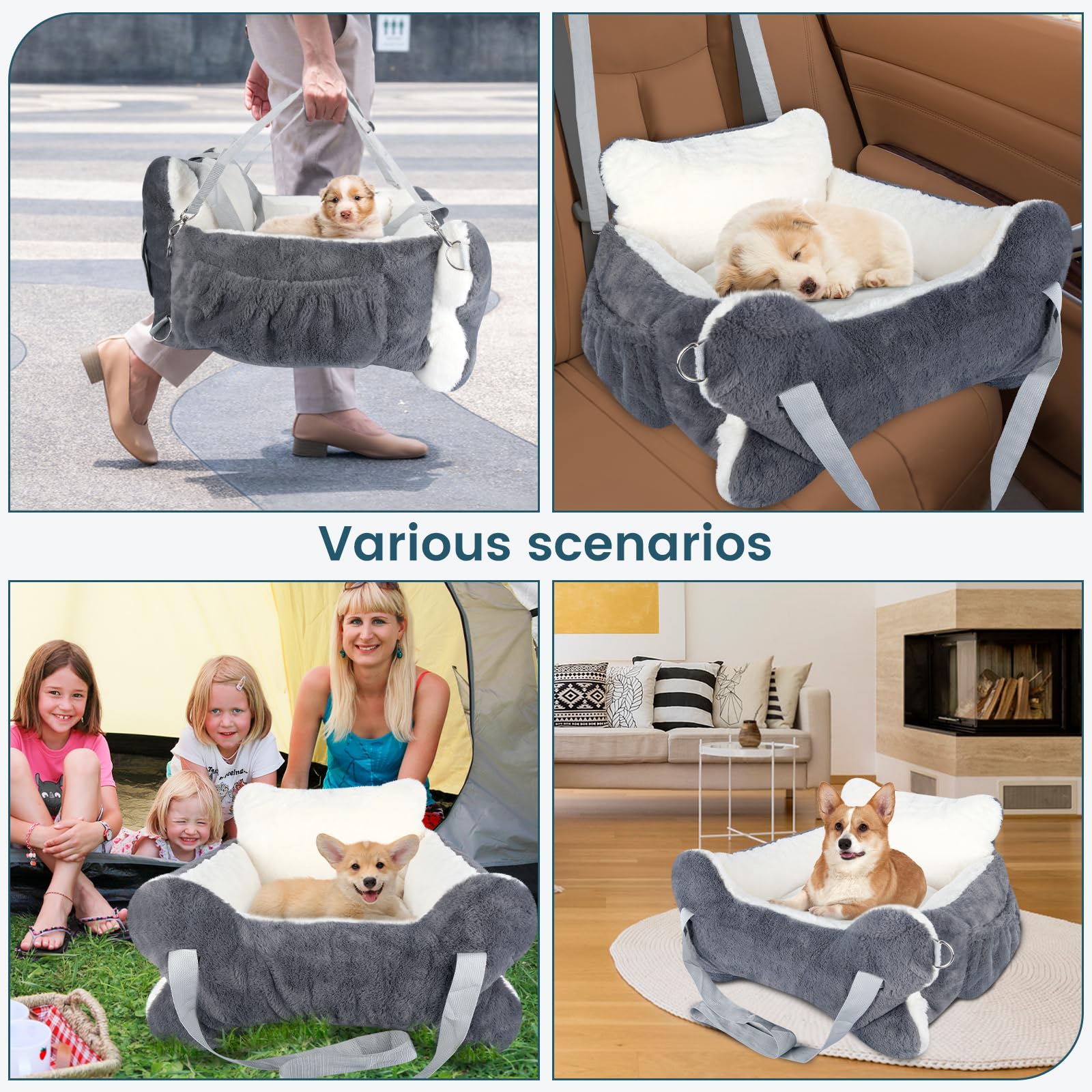 CHENOVE asiento con capacidad para mascotas hasta 9 kilogramos, ideal para vehículos todoterreno y camionetas.