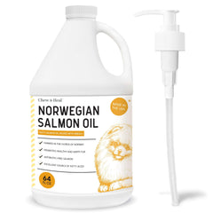 Chew + Heal Labs aceite de salmón para perro, frasco vertido, fácil de agregar a la comida