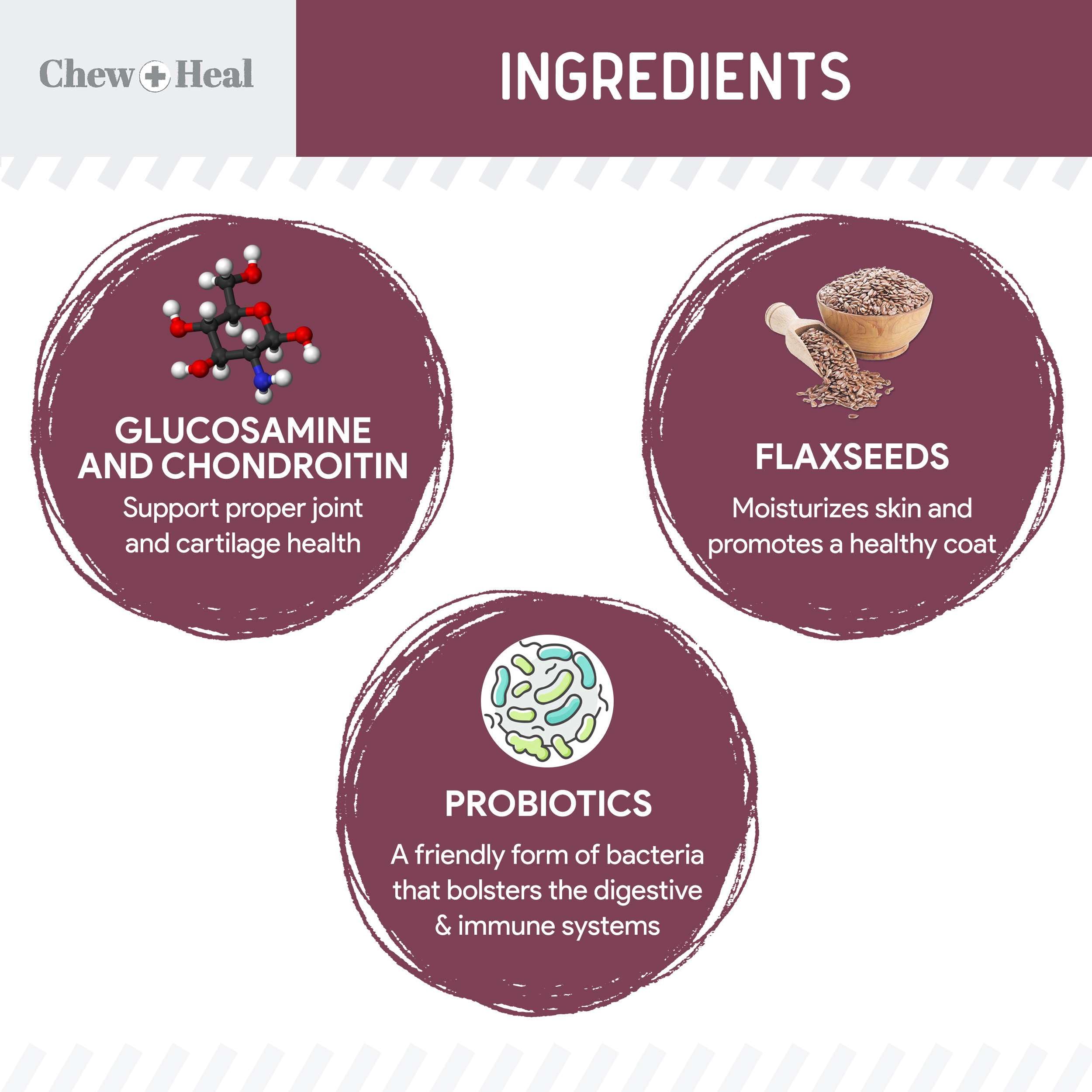 Golosinas suaves para perros senior que apoyan la movilidad con Chew + Heal Labs.