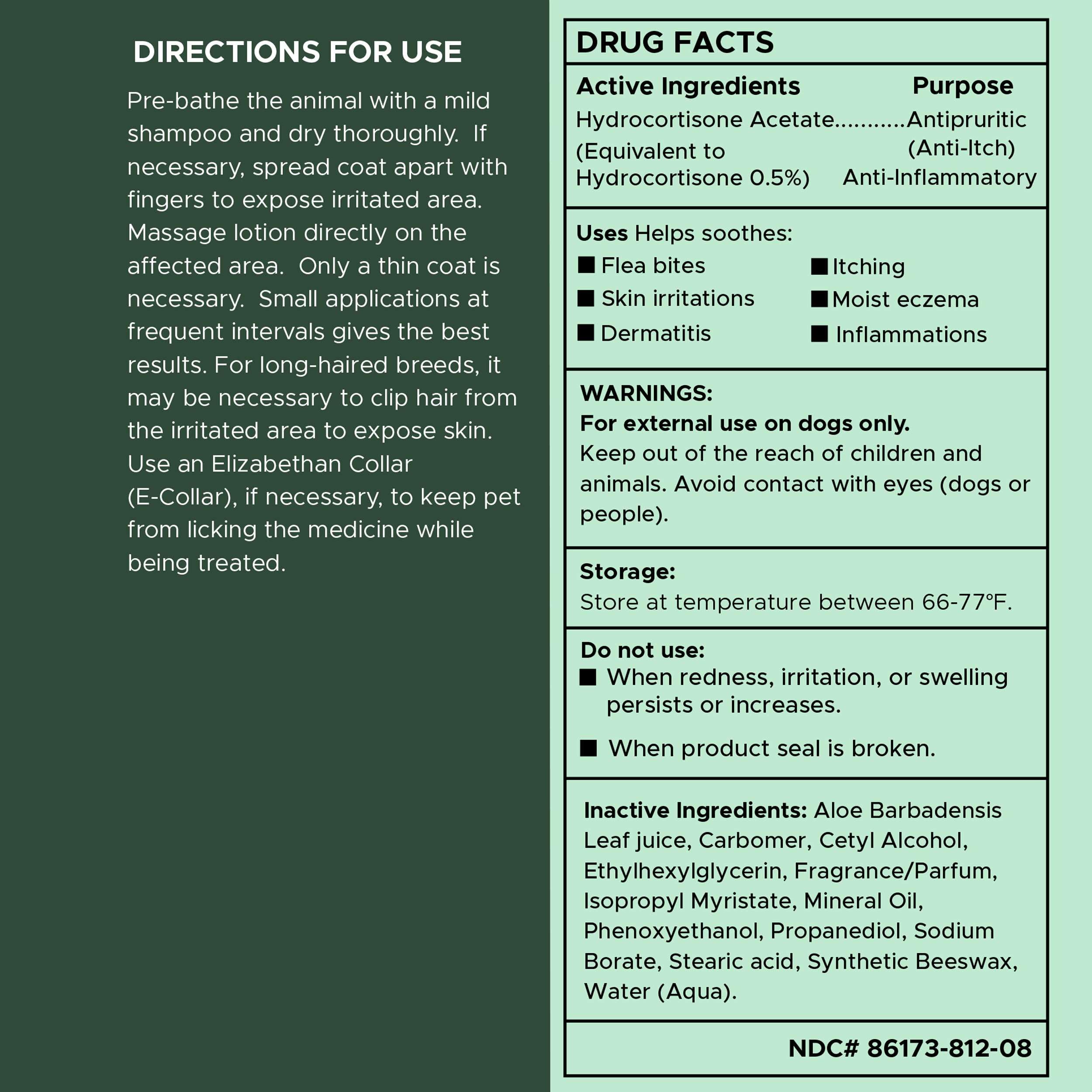 Uso doméstico seguro para irritaciones leves en perros con Chew + Heal Labs.