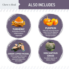 Chew + Heal Labs mejillón verde: apoyo a articulaciones con omega-3.