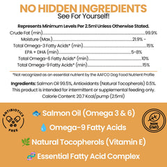 Chew + Heal Labs aceite de salmón, piel sin picor para mascotas.