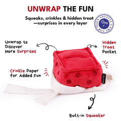 Chewffon juguete con sonajero y crujido, ideal para juego independiente.