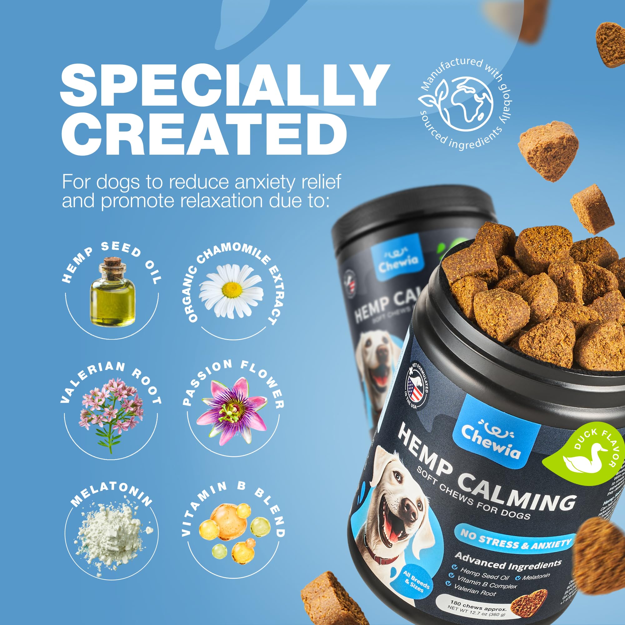 CHEWIA, golosinas calmantes para perros, ideal para grooming, ayuda a mantener la calma.