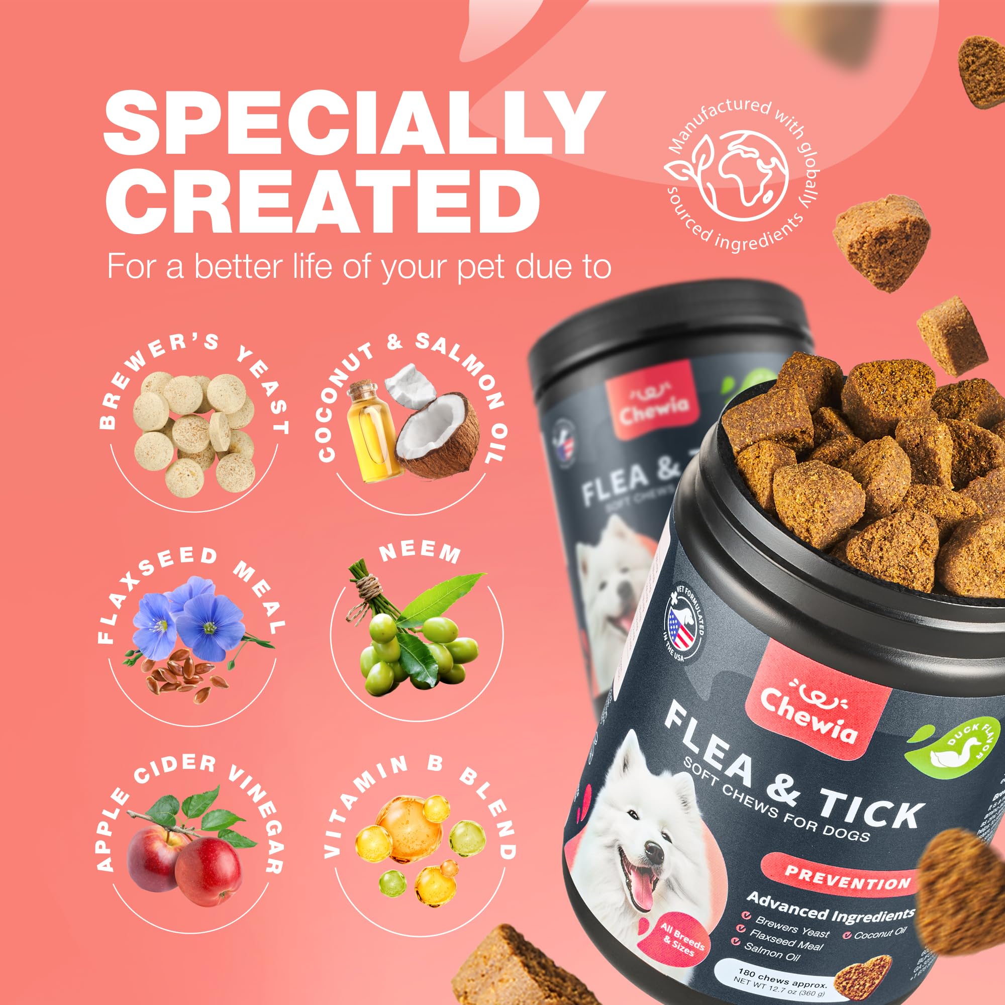CHEWIA: para todas las razas, muestra perros de distintos tamaños.