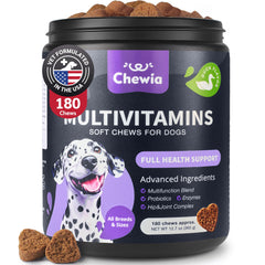 CHEWIA vitaminas para perros 15 en 1, bote, apoyo general y movilidad diaria