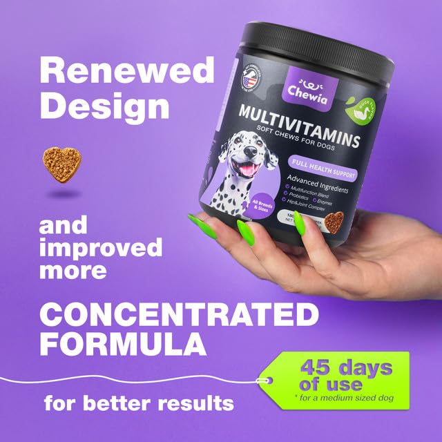 CHEWIA vitaminas para perros 15 en 1, tabletas masticables, sabor agradable para consumo diario