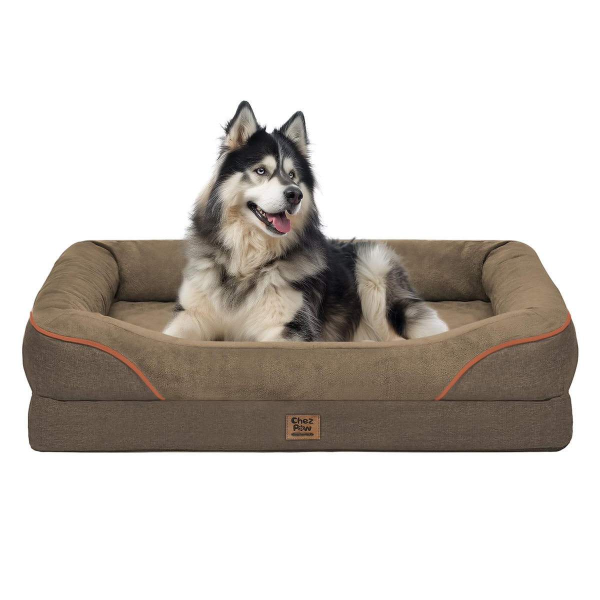Cama ortopédica Chez Paw con bordes 360°, soporte y confort para dormir.
