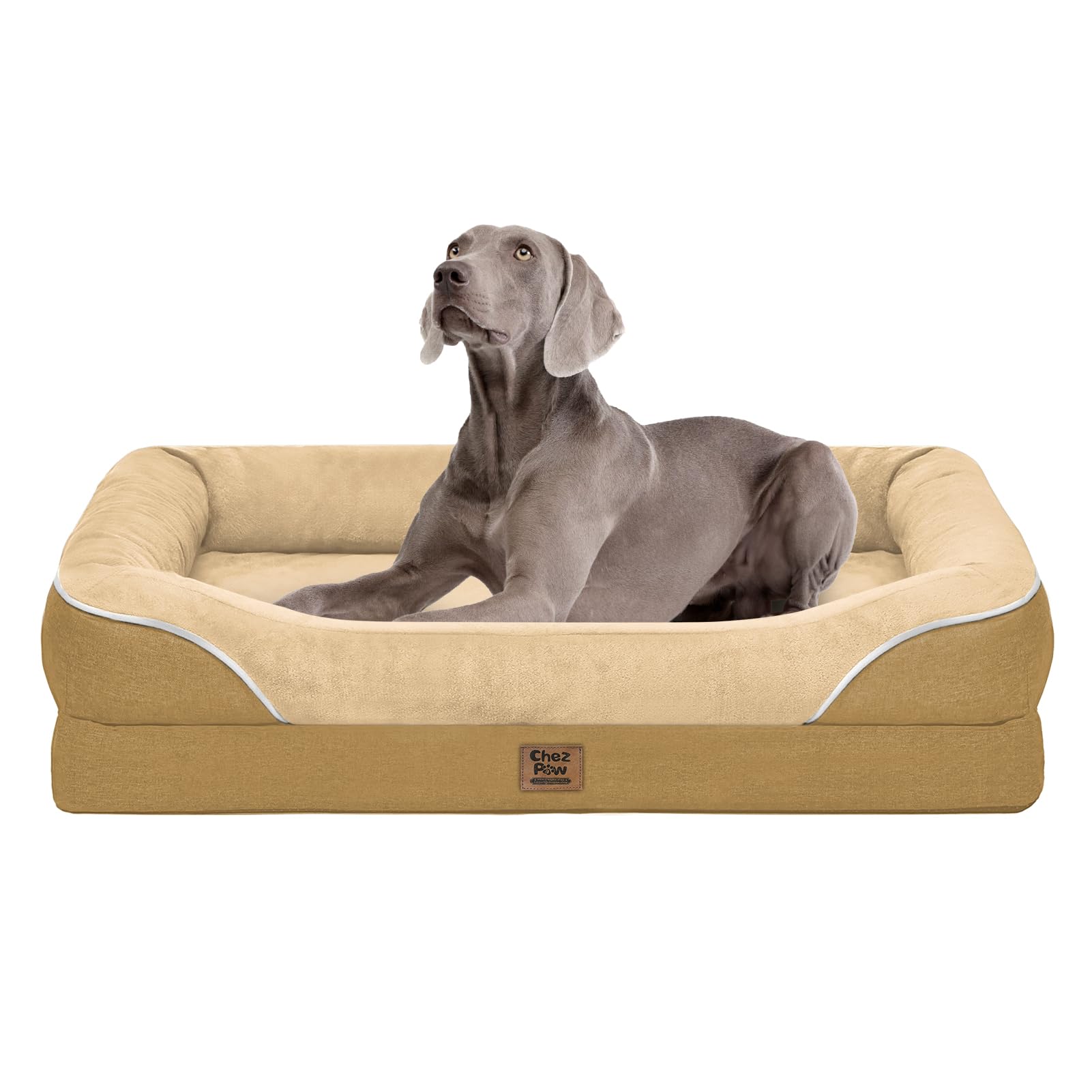 Cama ortopédica grande Chez Paw para perro, soporte cómodo al dormir.