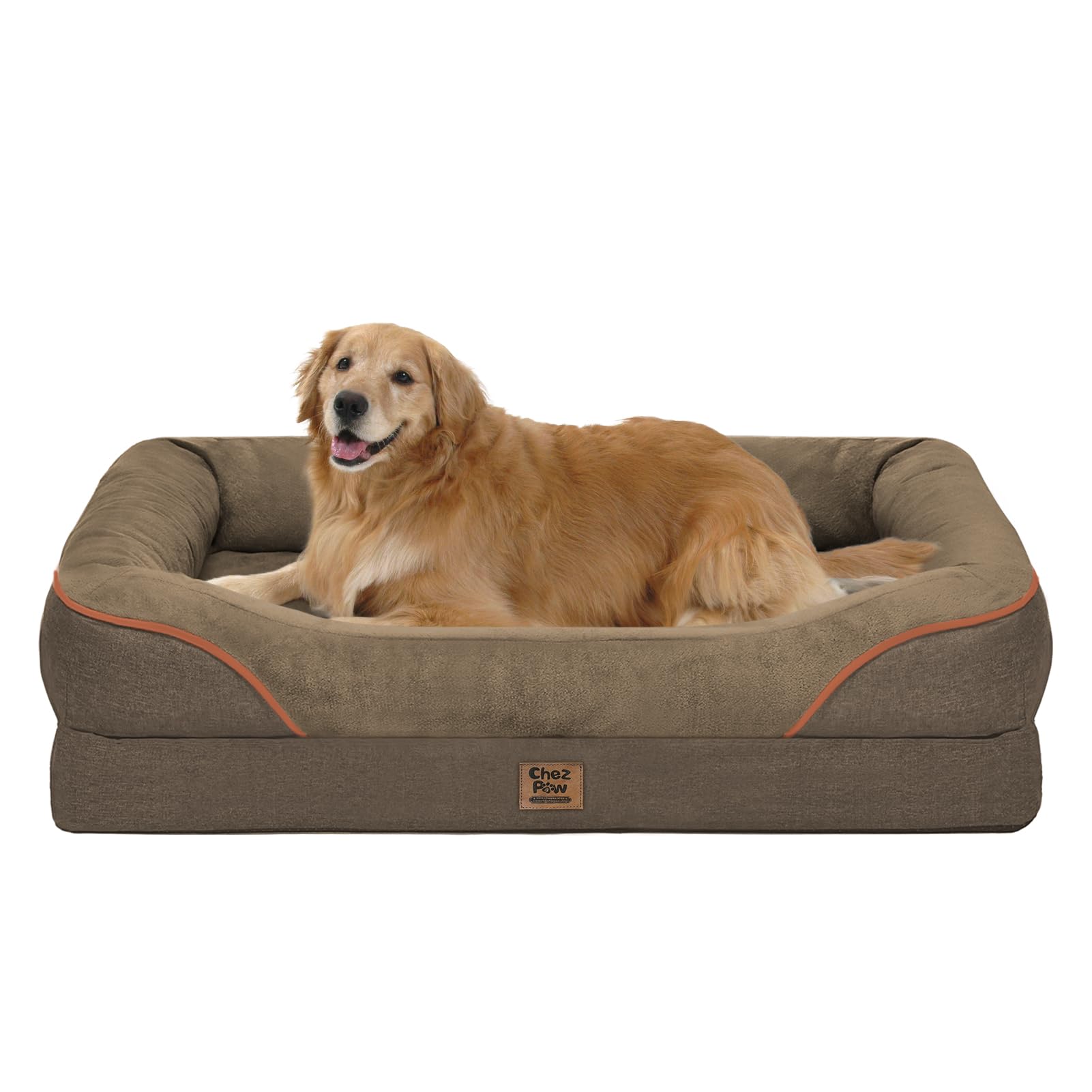 Cama ortopédica Chez Paw con espuma de alta densidad para perros grandes, soporte cómodo