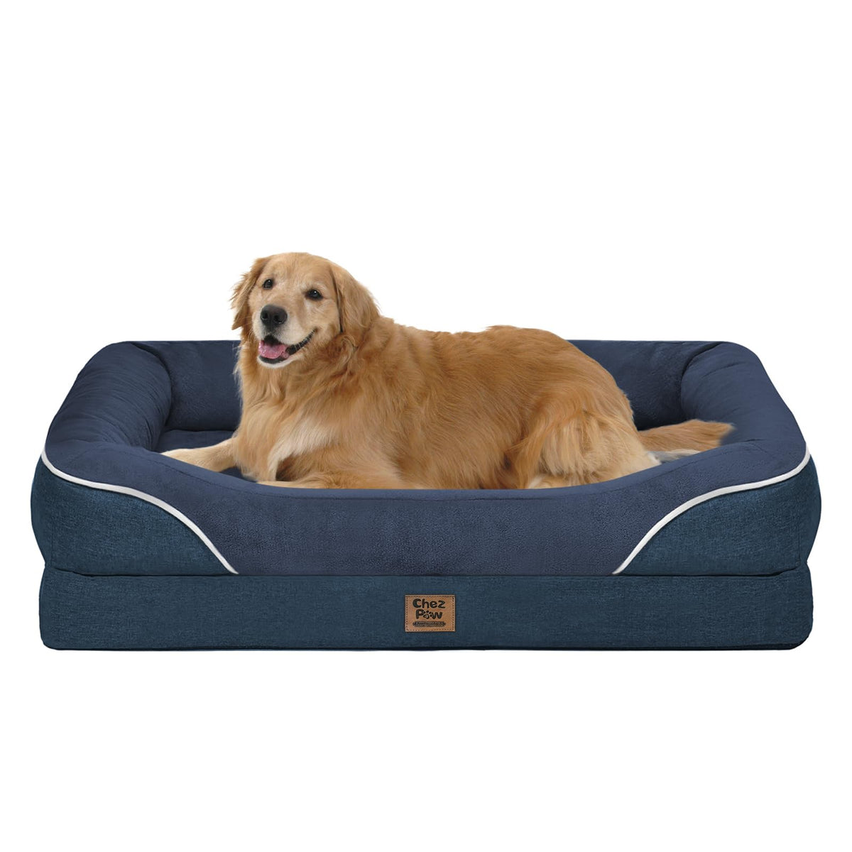 Cama ortopédica Chez Paw extragrande vista general para perros grandes, comodidad y soporte