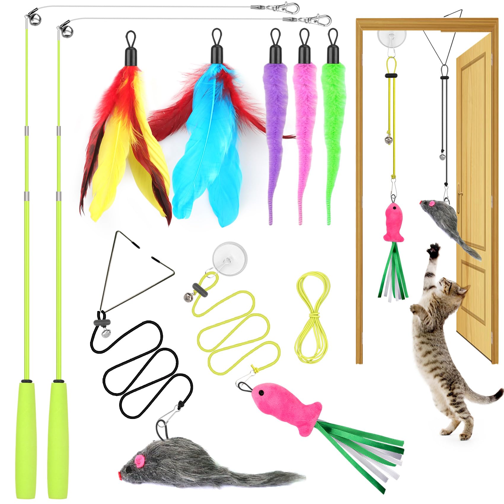 ChicWow varita para gatos extensible en acción para ejercitarse.