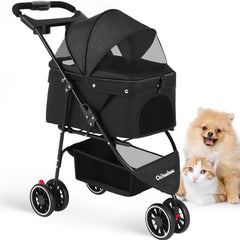Chihuahua paseador de mascotas con 3 ruedas plegable, ideal para viajes y paseos.