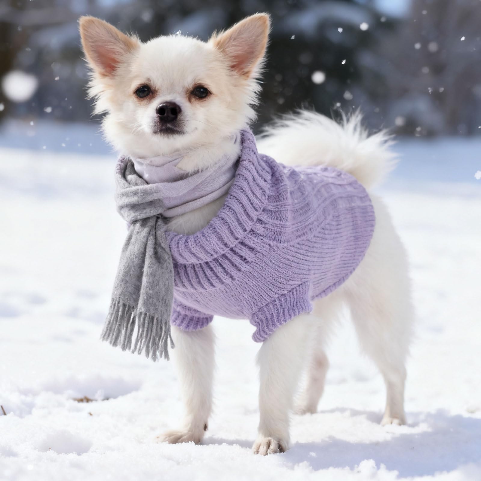 Chihuahua suéter punto texturizado, tacto suave para comodidad diaria.