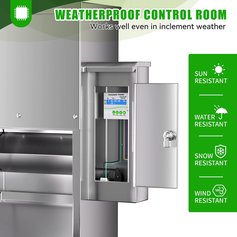 ChiPak comedero automático 16L, control de tiempo para raciones precisas.