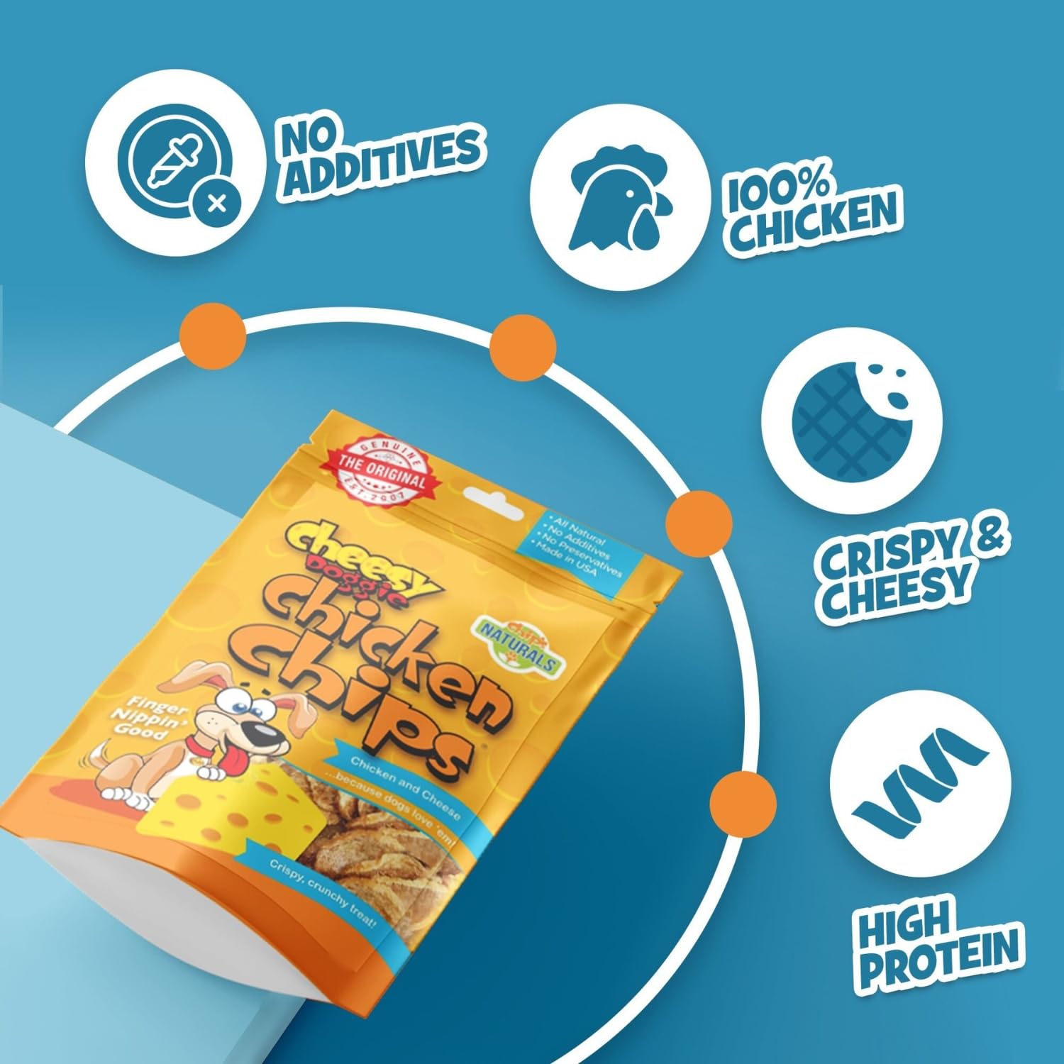 Chip's Naturals Chips de Pollo para Perros, tamaño pequeño ideal para perros de todos los tamaños