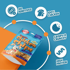 Chip's Naturals Doggie Chicken Chips, porciones fáciles para perros grandes y pequeños.