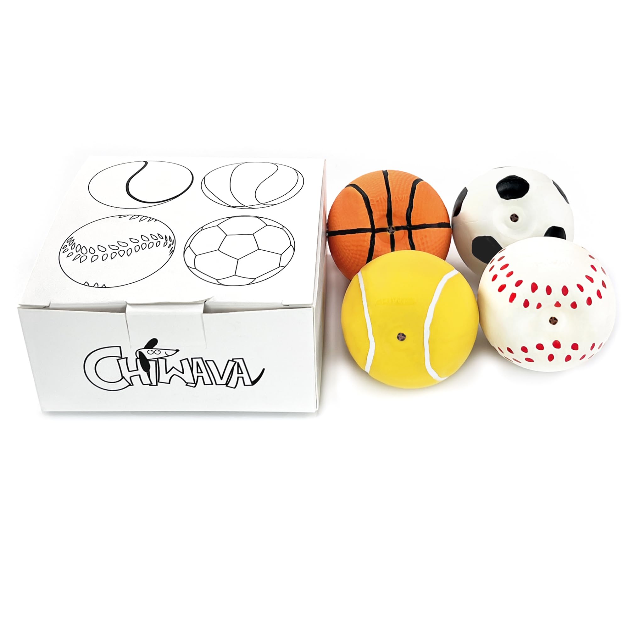 CHIWAVA conjunto de 4 pelotas látex con chirrido para juegos.