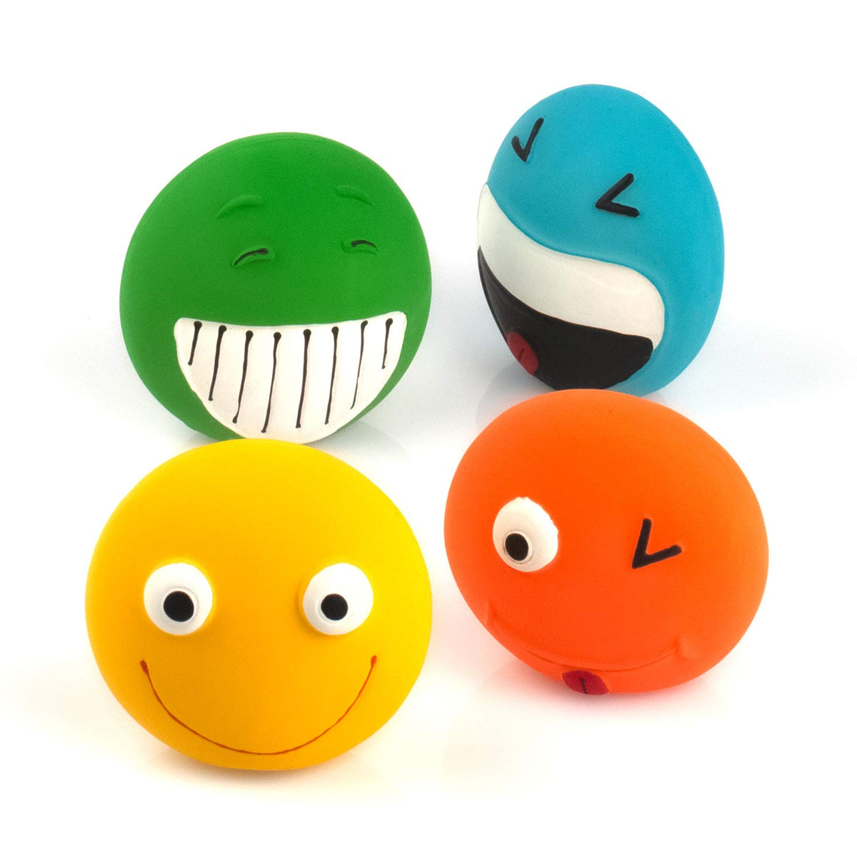Pelota CHIWAVA con cara sonriente azul, ideal para juego de buscar.