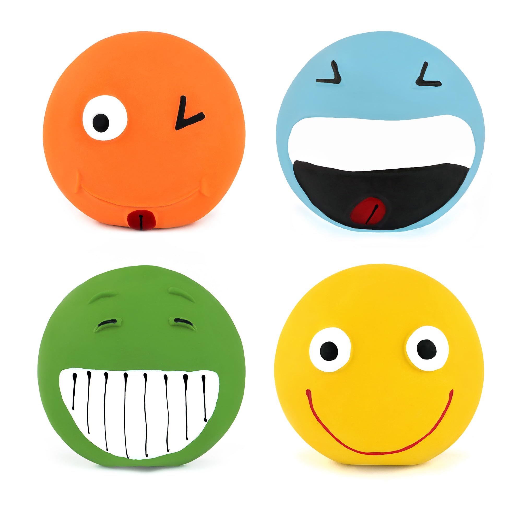 Pelota CHIWAVA con cara sonriente verde, alta visibilidad.