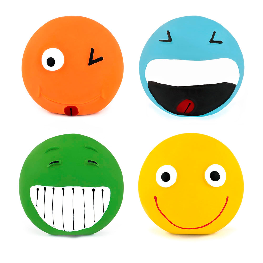 Pelota CHIWAVA con cara sonriente verde, alta visibilidad.