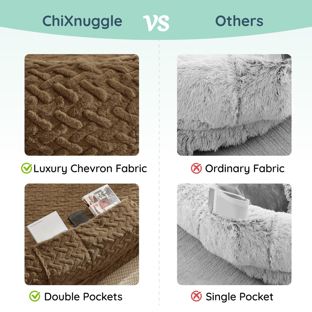 ChiXnuggle bolsters elevados para abrazar cabeza y extremidades.