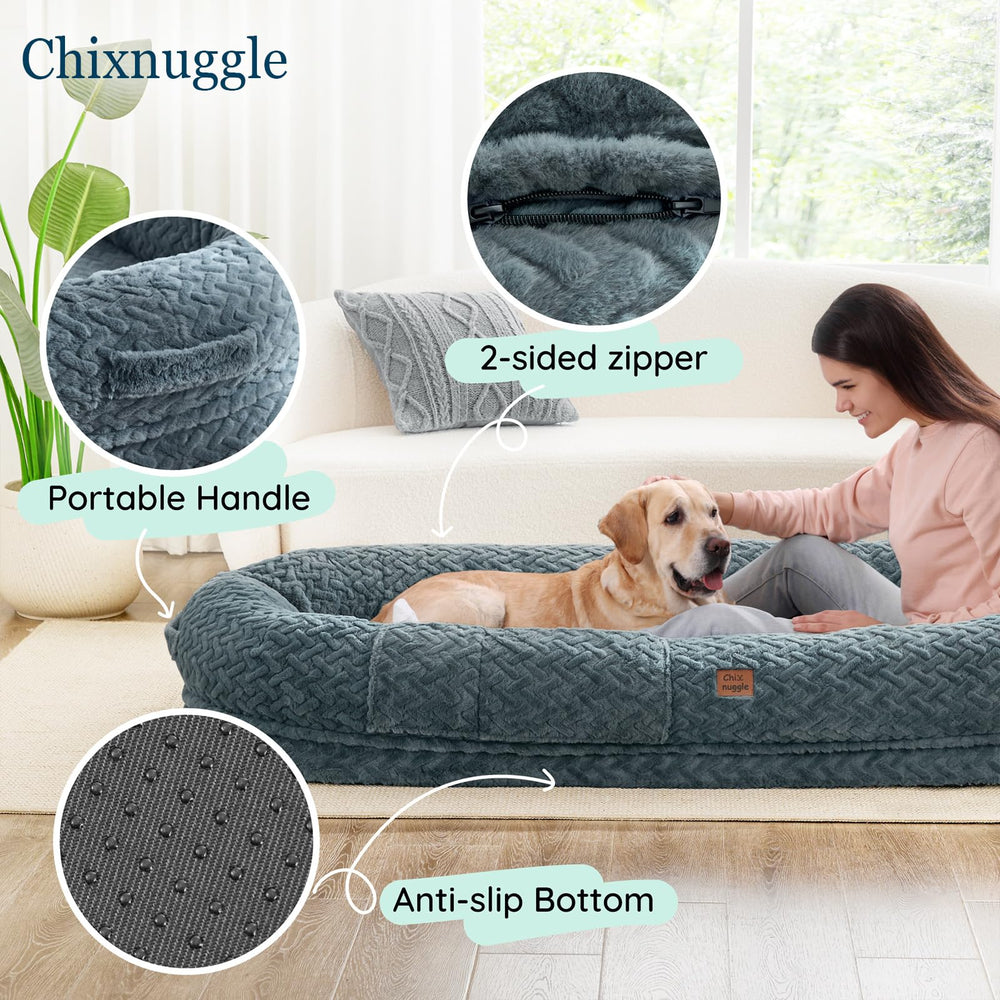 ChiXnuggle cama-azul-grisaceo aporta estilo y serenidad.