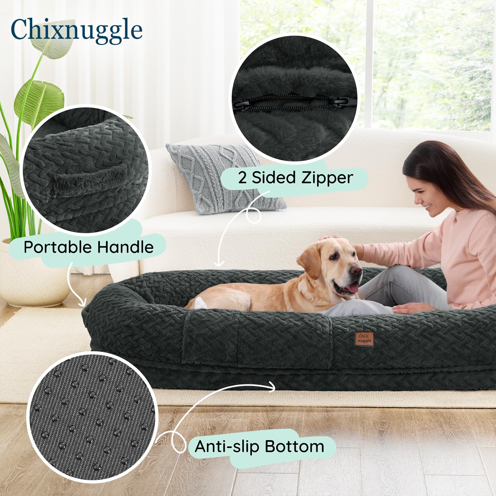 ChiXnuggle base antideslizante de PVC para estabilidad.