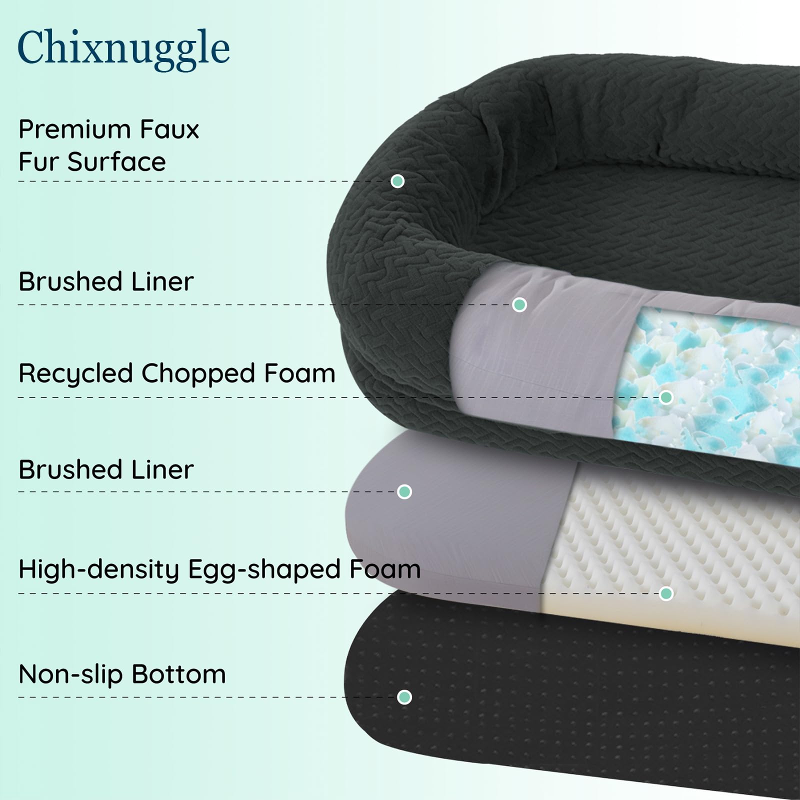 ChiXnuggle funda lavable incluida para limpieza sencilla.