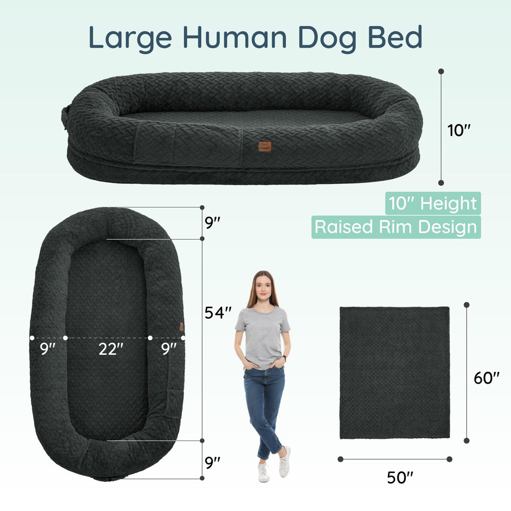 ChiXnuggle cama humana con tejido chevron suave para comodidad.