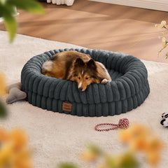 ChiXnuggle, cama-perro lujo rayas pelo falso, descanso suave y reconfortante.