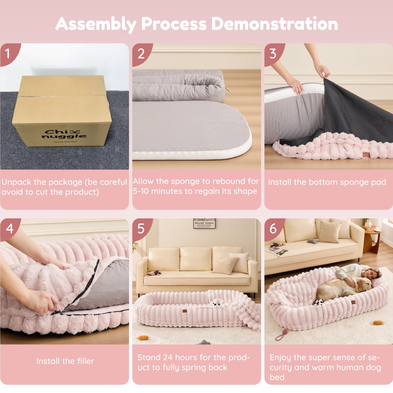 ChiXnuggle dimensiones-72x40x10-rosa permiten dormir amplio espacio de descanso.