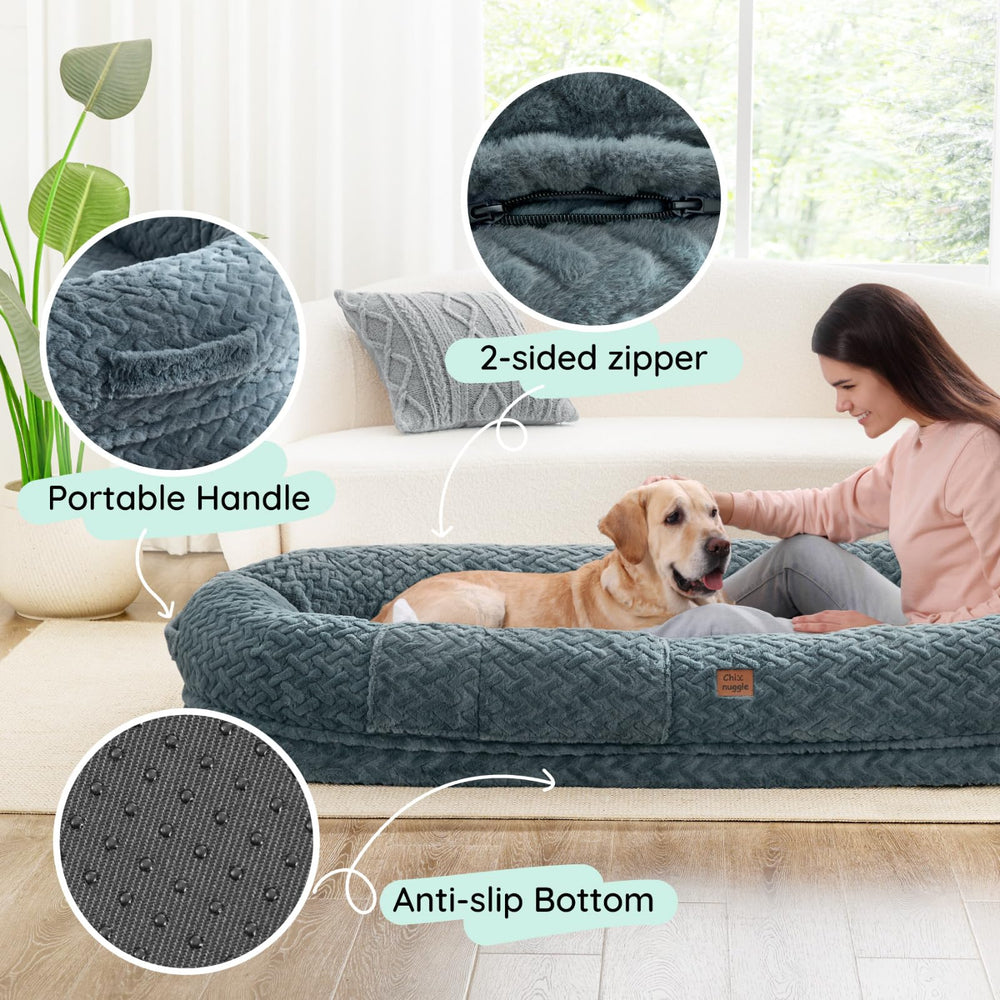 ChiXnuggle funda cama humana para perro gris azulado para armonía en casa