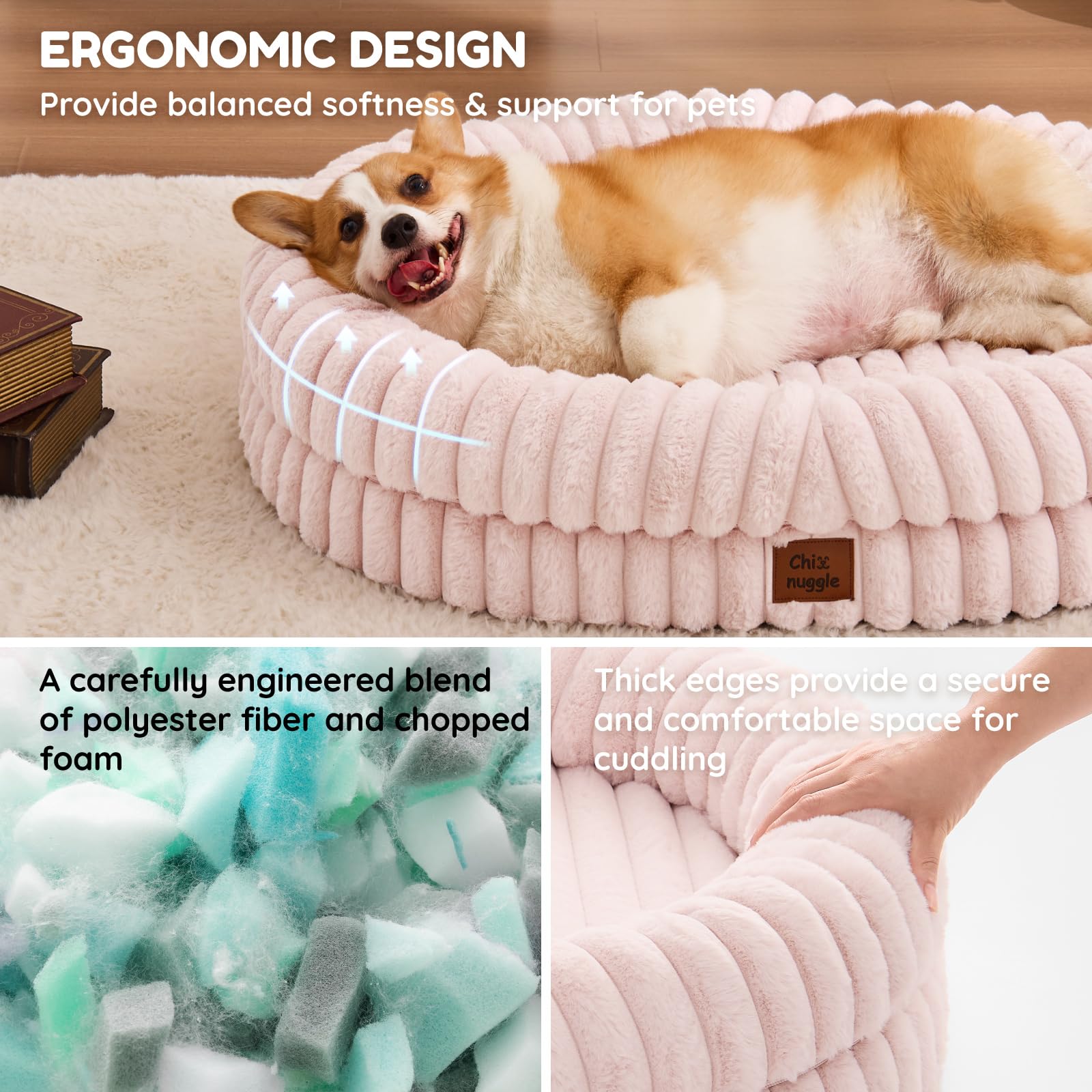 ChiXnuggle textura pelo falso rosa, tacto suave para el perro