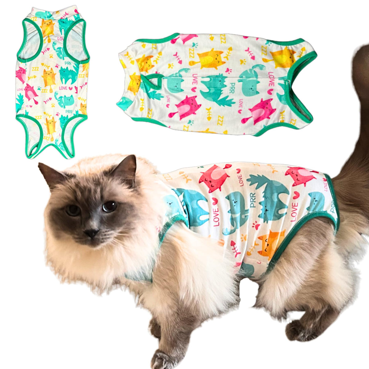 Traje recuperación frontal de Chloe Victoria Pets, protección suave para convalecencia.