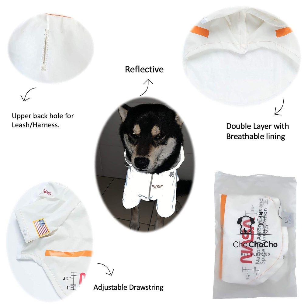 Capa de lluvia doble capa para mascota ChoChoCho NASA, confort transpirable.