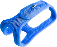 ChokeFree Velpro arnés de malla azul para paseos cómodos.