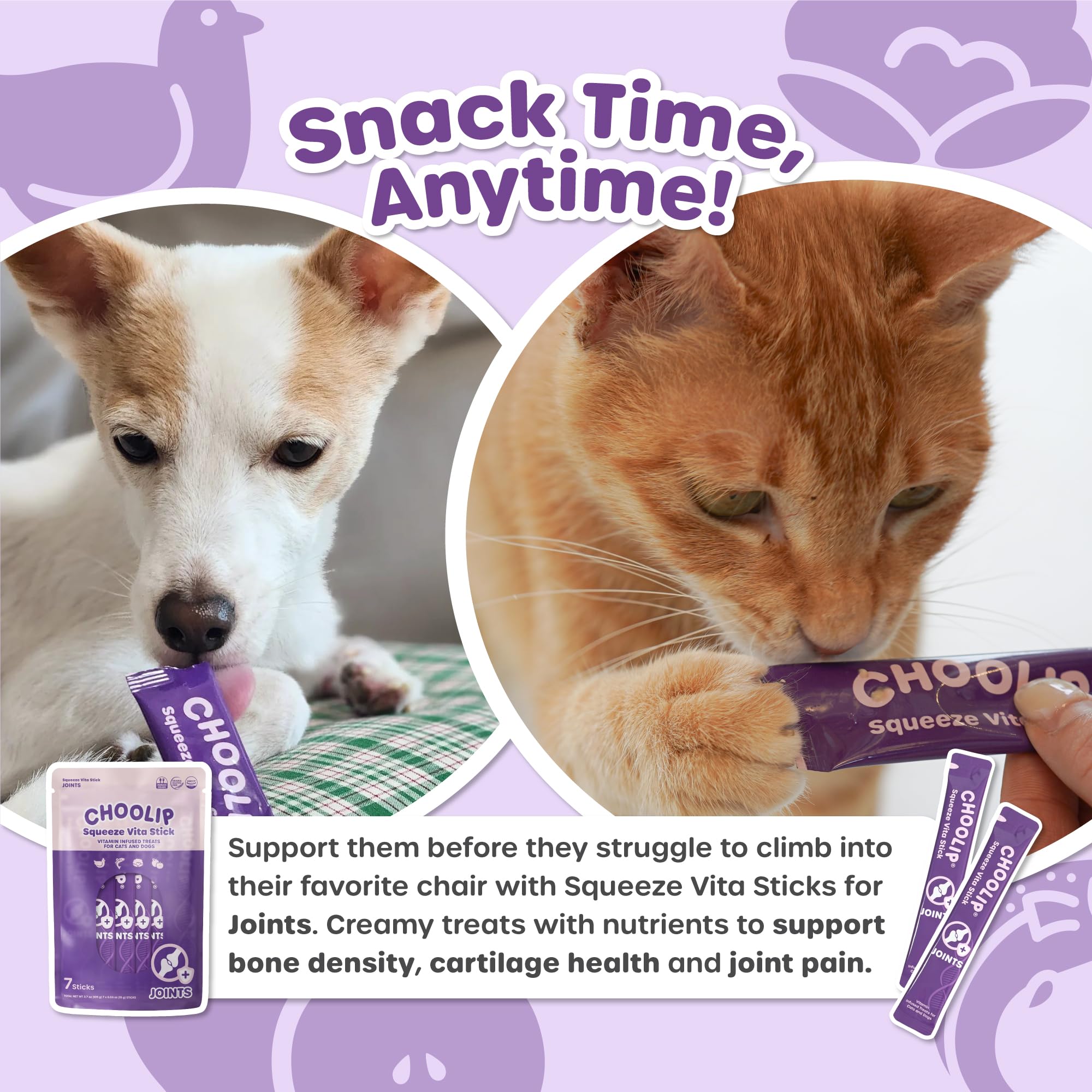 Choolip Palitos Vita para perros y gatos, fácil de usar en casa.