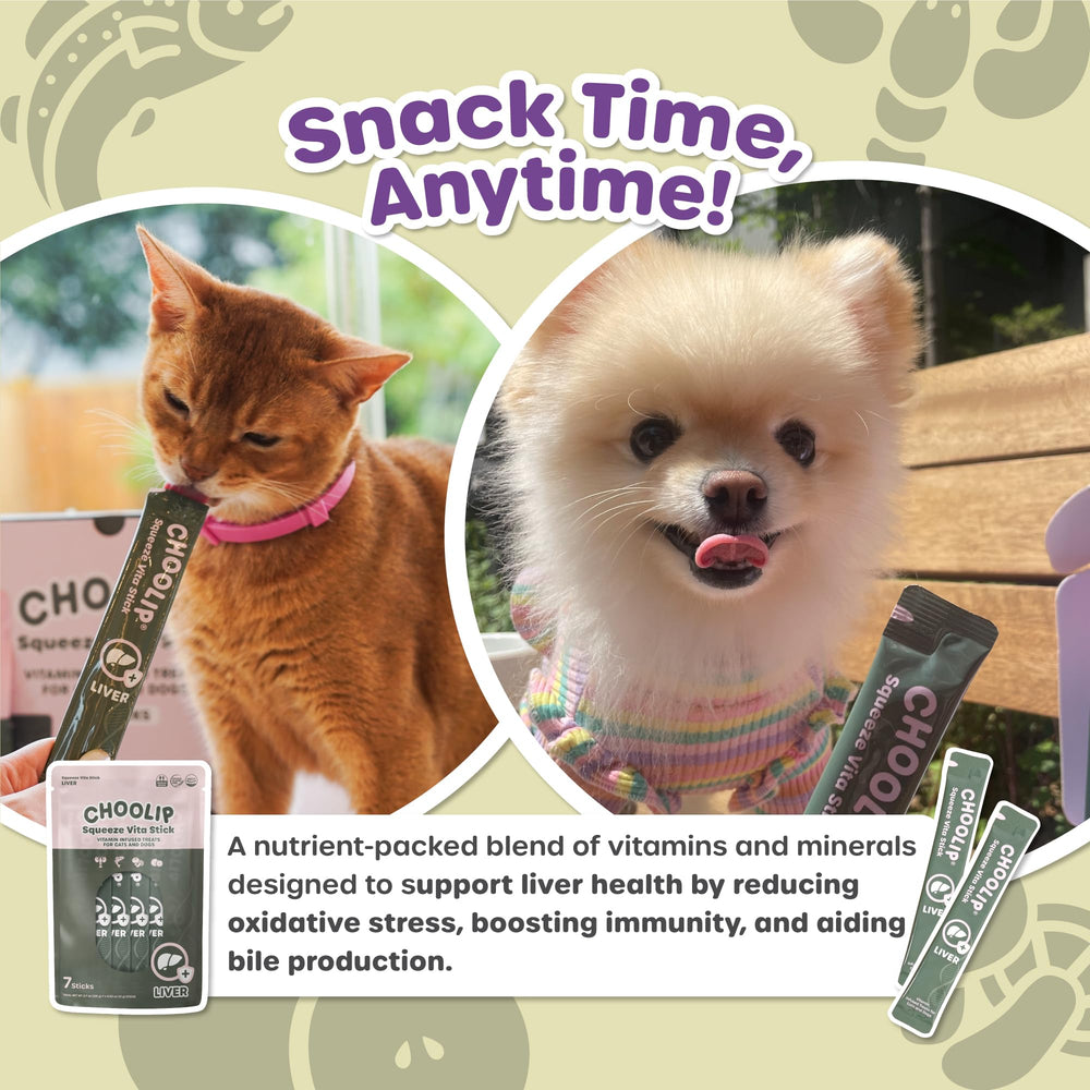 Choolip Squeeze Vita Stick pensado para gatos y perros, uso diario.