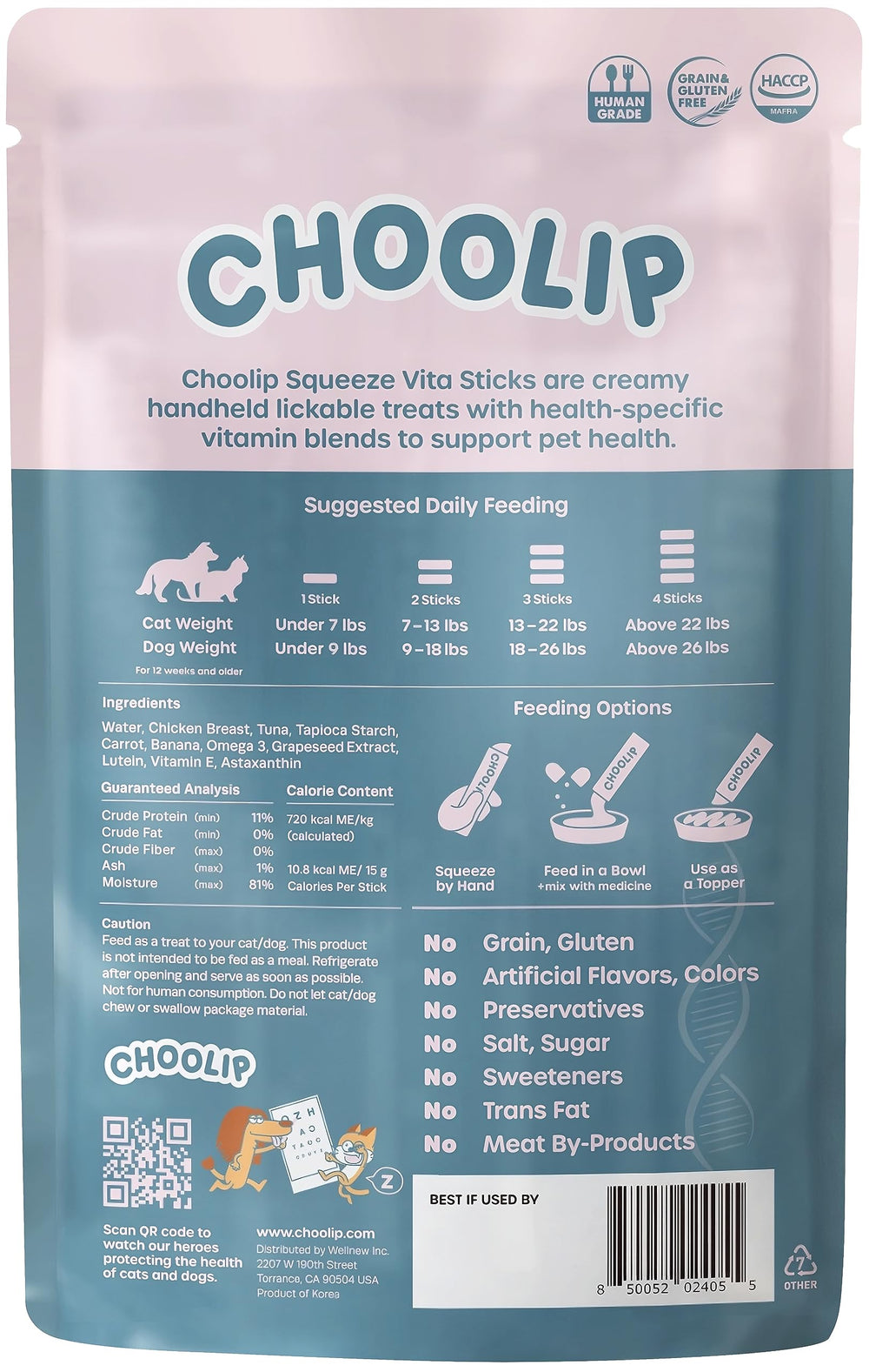 Choolip Squeeze Vita Stick: presentación en casa para uso frecuente.